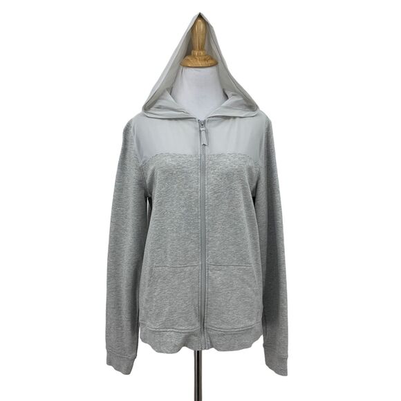 Victorias Secret Sport Mesh Panel Hoodie Womens XS Scalloped Edge Pockets Jacket - Picture 1 of 16